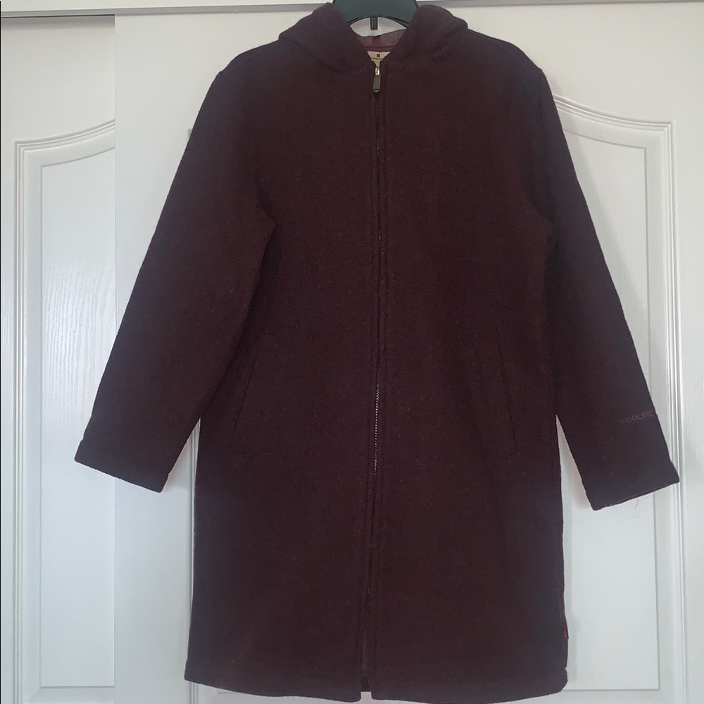 Woolrich Hooded Zipper Coat Mixed Wool